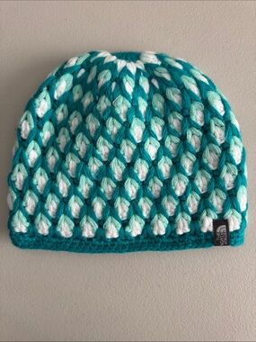 The North Face Teal, Aqua & White Knit Beanie